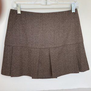 Gianni Bini Tweed A-Line Pleated Chic Classic Mini Skirt Brown Lined Size 2